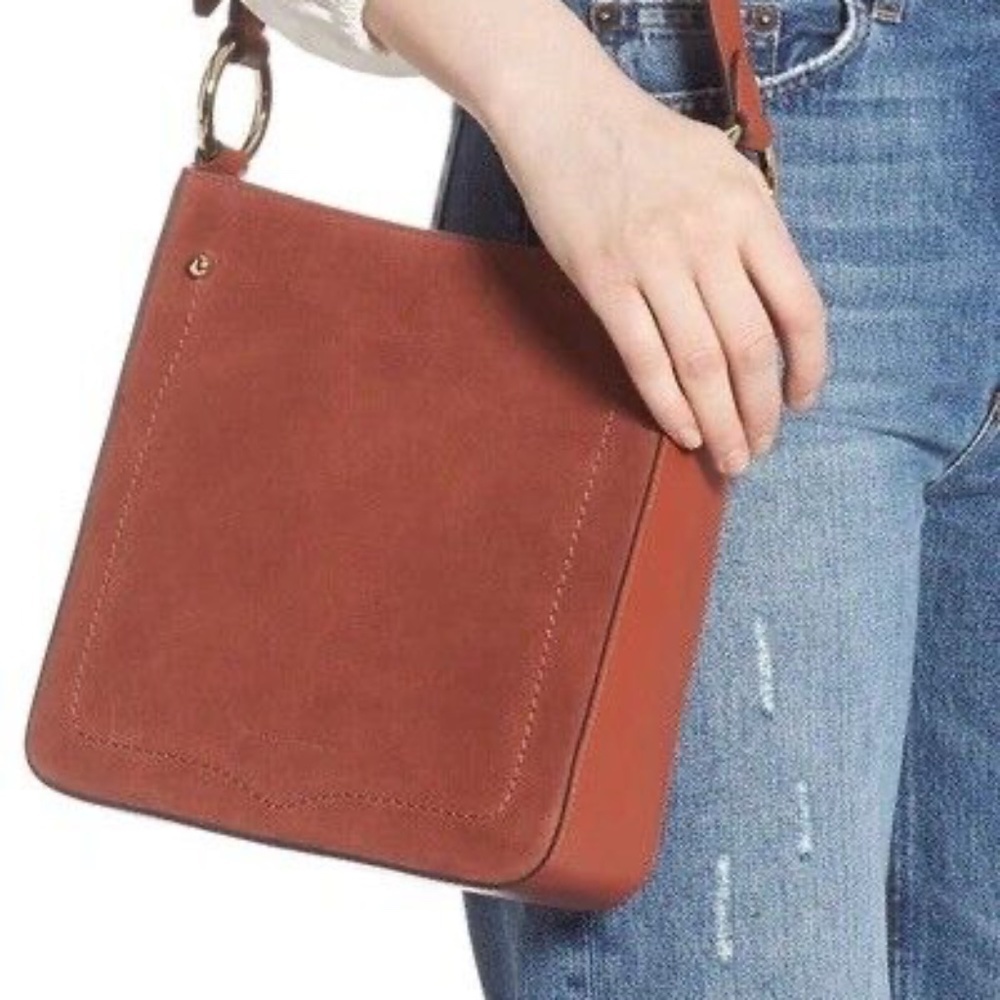 Rebecca Minkoff Jody Feed Bag Acorn Brown Shoulder Crossbody Leather Purse